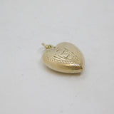 Sterling Silver Patterned Puff Heart Charm Pendant Vintage c1970