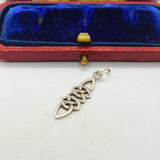 Sterling Silver Celtic Twist Form Drop Pendant Vintage c1970