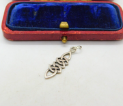 Sterling Silver Celtic Twist Form Drop Pendant Vintage c1970