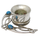 Scottish Sterling Silver & Turquoise Celtic Candlestick Vintage 1990 Edinburgh