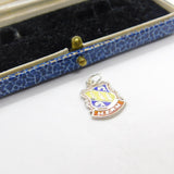 Sterling Silver & Enamel Herm Island Shield Charm Pendant Vintage c1970