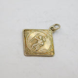 Sterling Silver Offset Square St Christopher Travel Charm Pendant Vintage c1970s