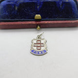Sterling Silver and Enamel York Travel Shield Charm Pendant Vintage c1970