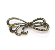 Art Deco Sterling Silver & Marcasite Set Spray Bow Brooch Antique c1920s