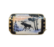 Andresen & Scheinpflug Norwegian Sterling Silver Enamel Reindeer Brooch c1920s
