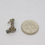 Sterling Silver Skiing Man Charm Pendant Vintage c1970
