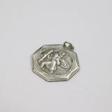 Sterling Silver Octagonal St Christopher Travel Charm Pendant Vintage c1970
