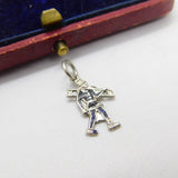 Sterling Silver and Enamel Chimney Sweep Charm Pendant Vintage c1970