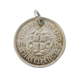 Sterling Silver Threepence Coin Charm Pendant Antique 1938