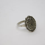 Sterling Silver Art Deco Marcasite Set Oval Dress Ring Antique c1930 Size N 1/2