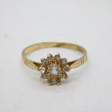 Sterling Silver & Paste Set Floral Cluster Ring Vintage c1970s
