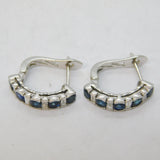 Pair of Contemporary 18ct White Gold, Sapphire & Diamond Hoop Earrings