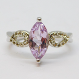 Sterling Silver Pale Amethyst & White Sapphire Dress Ring Vintage c1970 Size N