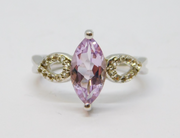 Sterling Silver Pale Amethyst & White Sapphire Dress Ring Vintage c1970 Size N