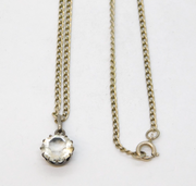Victorian Sterling Silver & Paste Set Drop Pendant Necklace Antique c1880s