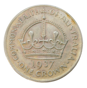 King George VI Australia Silver Coronation Crown Coin 1937 Very Fine Condition