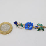 Sterling Silver & Enamel Alpine Flower Pendant Vintage 1970s