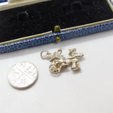 Sterling Silver Oriental Rickshaw Farmer Style Charm Pendant Vintage c1970