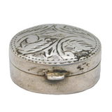 Sterling Silver Small Floral Pattern Pill Box Vintage c1970
