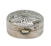 Sterling Silver Small Floral Pattern Pill Box Vintage c1970