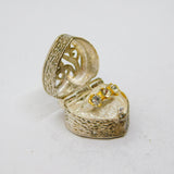 Sterling Silver Filigree Heart Jewellery Box With Ring  Charm Vintage c1970s