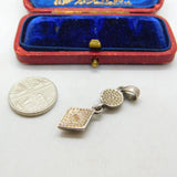 Sterling Silver & Pearl Inlayed Double Drop Pendant Vintage c1970