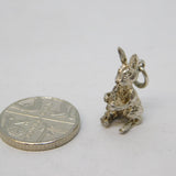 Sterling Silver Rabbit with the Carrot Charm Pendant Vintage c1970