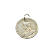 George V Sterling Silver Indian 2 Annas Coin Charm Pendant Antique 1917