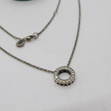 PANDORA Sterling Silver Paste Set Circular Drop Pendant Necklace Vintage