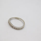 Sterling Silver Single Diamond Set Patterned Band Ring Vintage c1970 Size K 1/2