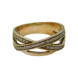Sterling Silver White Topaz Cross Over Dress Ring Vintage c1970 Size P