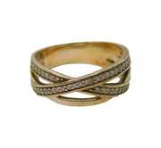 Sterling Silver White Topaz Cross Over Dress Ring Vintage c1970 Size P
