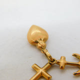 9ct Yellow Gold Faith, Hope & Charity Charm Pendant Vintage c1970