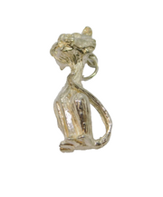 Sterling Silver Sitting Cartoon Cat Charm Pendant Vintage c1970