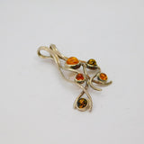 Sterling Silver Multi Baltic Amber Organic Shape Studio Pendant Modern c1990s
