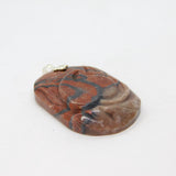 Sterling Silver Floral Pattern Carved Red Jasper Pendant Vintage c1970s