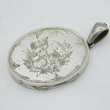 Victorian Silver Plated Floral Pattern Sweetheart Locket Pendant Antique c1860s