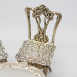 Sterling Silver Miniature Dolls House Dining Table & Chairs Vintage 1978