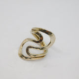 Sterling Silver Chunky Planished Swirly Statement Ring Modern c2000 Size L