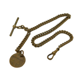 Victorian Gilt Metal Albert Watch Chain with Spade Guinea Fob Antique c1850s