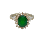 Sterling Silver Synthetic Emerald & Spinel Cluster Ring Vintage c1970 Size M 1/2