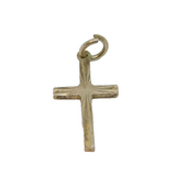 Sterling Silver Patterned Cross Charm Pendant Vintage c1970