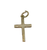 Sterling Silver Patterned Cross Charm Pendant Vintage c1970
