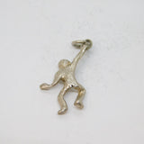 Sterling Silver Textured Swinging Ape Charm Pendant Vintage c1970