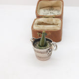 Sterling Silver Large Enamel Champagne Bottle Charm Pendant Vintage c1970