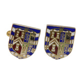 Pair of Sterling Silver & Enamel Masonic Crested Cufflinks Vintage Birmingham