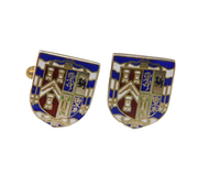 Pair of Sterling Silver & Enamel Masonic Crested Cufflinks Vintage Birmingham