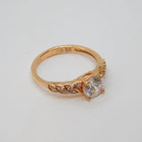 Rose-Gold On Sterling Silver CZ Patterned Band Ring Vintage c2000 Size M 1/2