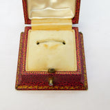 Art Deco Red Tooled Leather Presentation Ring Box Antique c1920s