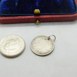 Sterling Silver King George V Lucky Threepence Charm Pendant Antique 1935